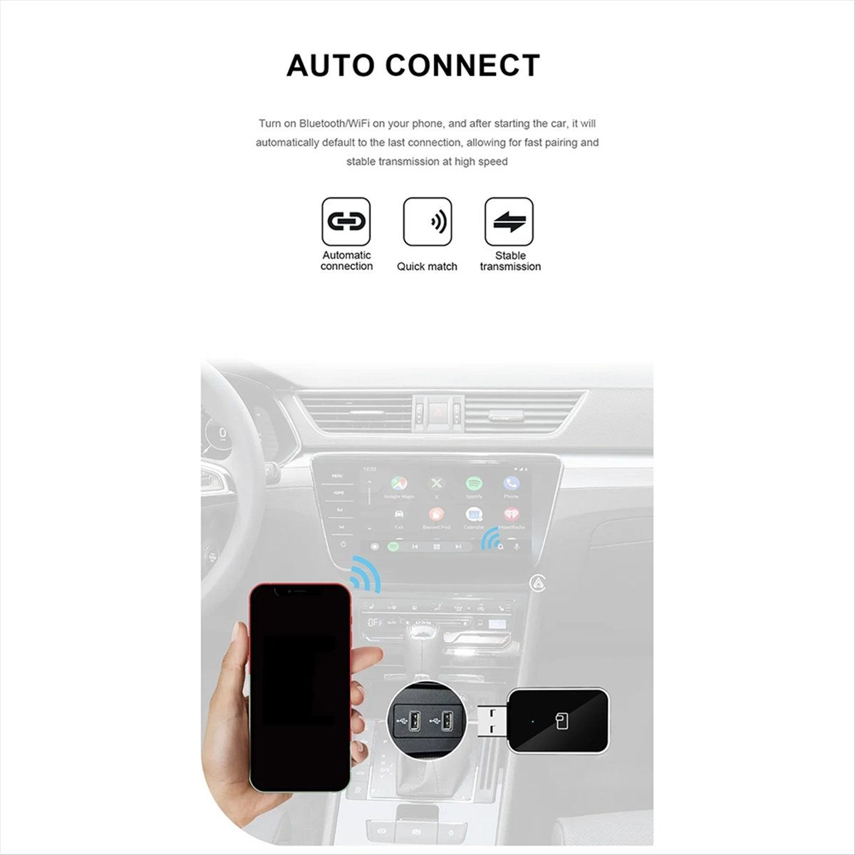 Wifi Smart Plug - Kablosuz CarPlay Android Auto Kablosuz Adaptör